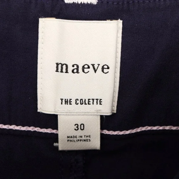 Maeve Women's The Colette Wide Leg Cropped Pants Size 30 Navy Contrast Stitch - Picture 3 of 7
